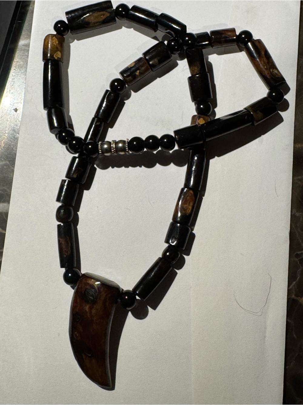 Black Brown Beaded Pendant Necklace - Women Jewelry